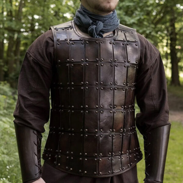 Leather medieval brigandine, brown (4) Leather medieval brigandine, brown