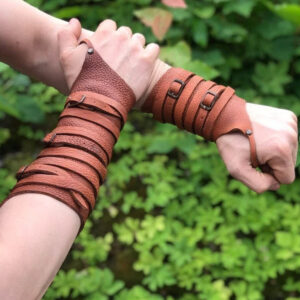 Medieval Leather Bracers (10) Medieval leather bracers with ribbons