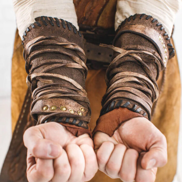 Medieval leather bracers for Larp