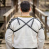Viking-Inspired Leather Pauldrons with Brass Rivets | Shoulder Armor