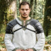 Viking-Inspired Leather Pauldrons with Brass Rivets | Shoulder Armor